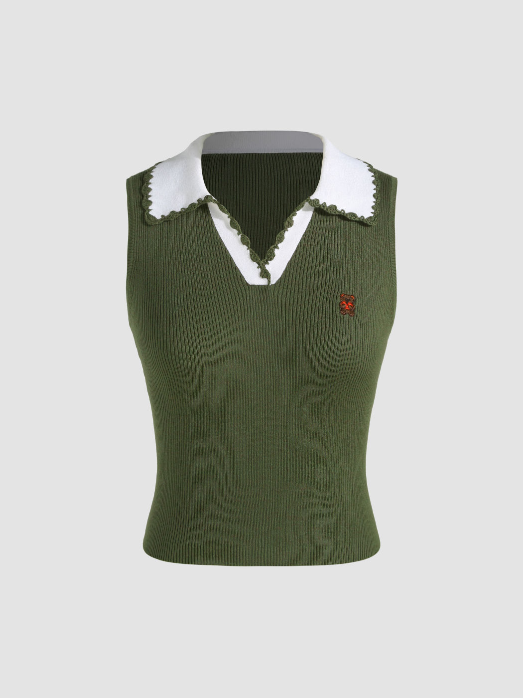 Poloshirt mit kontrastierendem Besatz und gestricktem Crop-Top