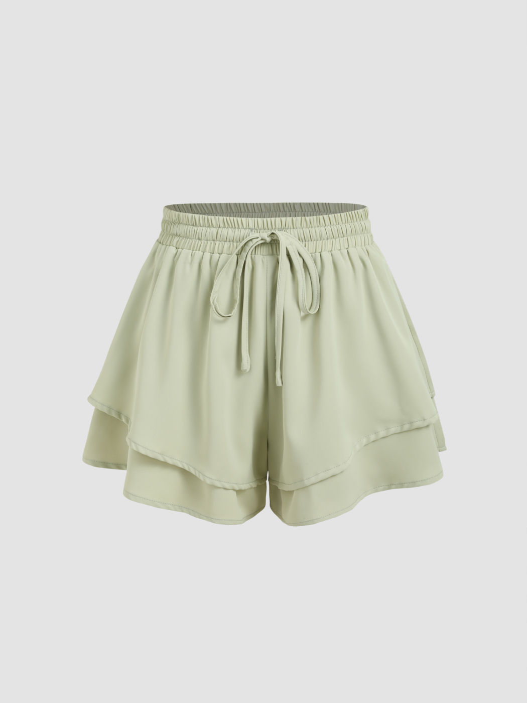 Shorts mit weitem Bein und elastischem Bund und Rüschensaum
