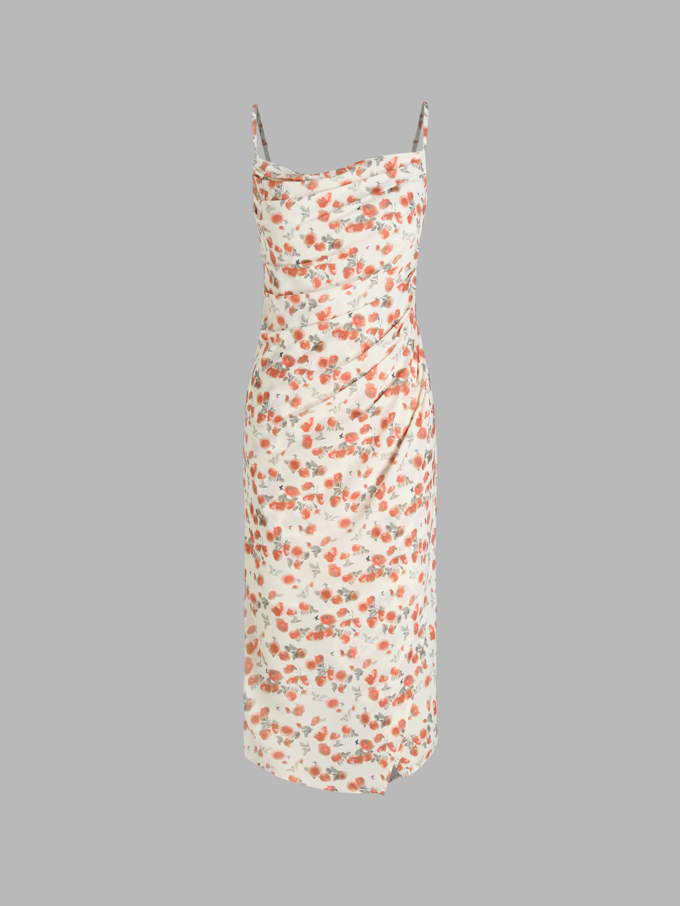 Floral Ruched Wrap Maxi Dress - Cider