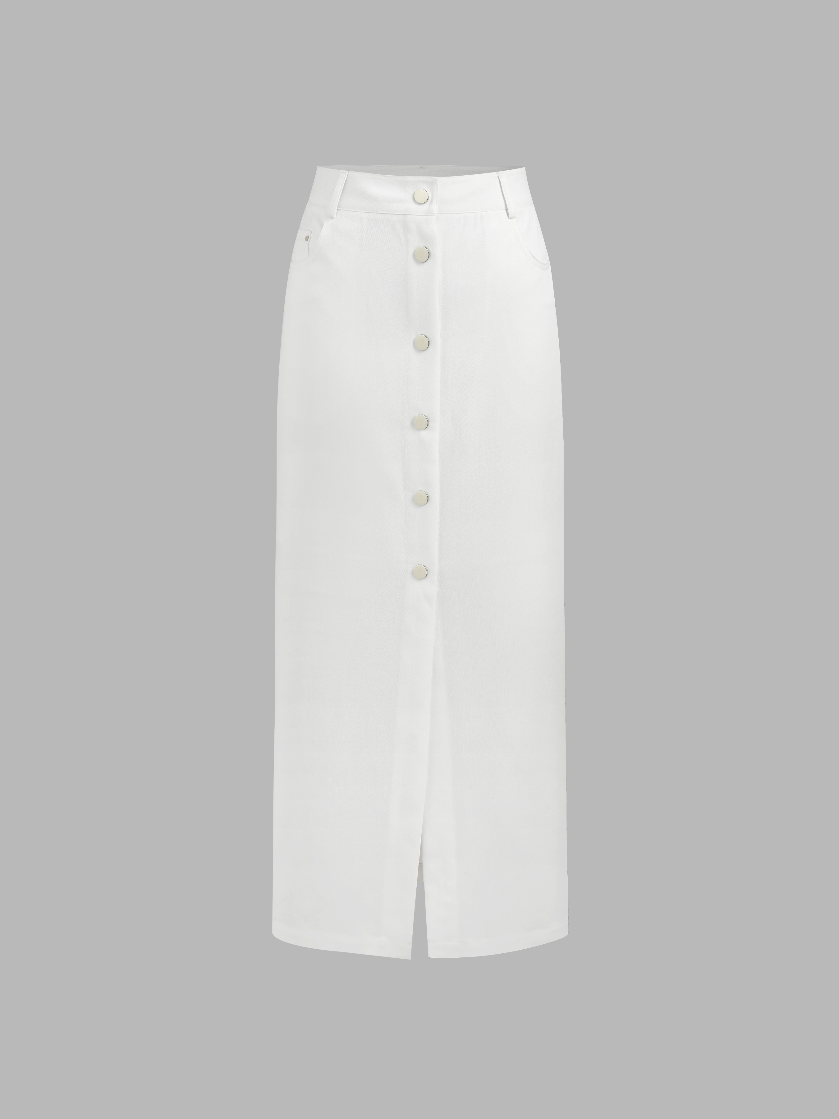 White maxi skirt clearance buttons