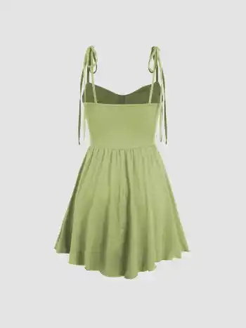 Mini-Kleid mit Kapuzenhals, Korsett und geknoteten Rüschen