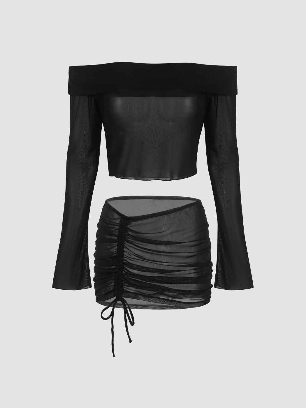 Trägerloses, solides Mesh-Cover-Up-Top