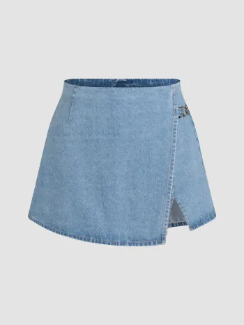 Jeans-Mittellänger Split-Mini-Skort Kurve & Plus