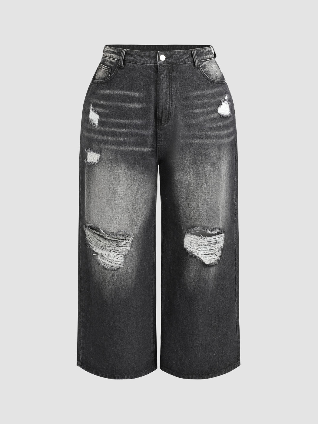 Ripped High Waist Straight Leg Jeans Curve & Plus