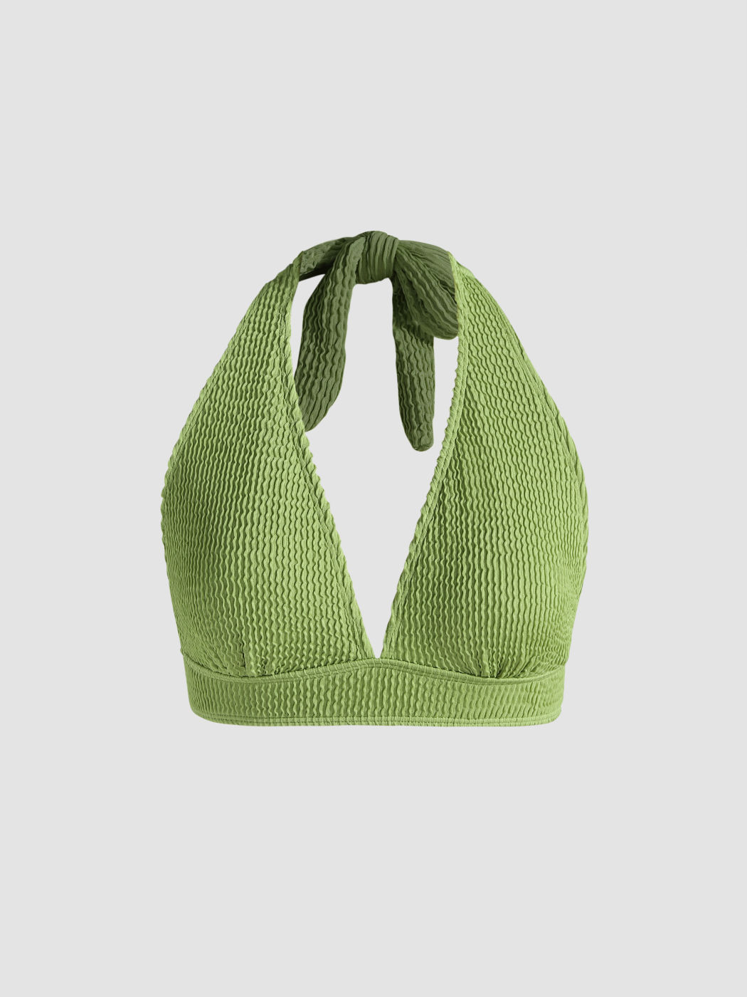 Neckholder-Strick-Bikinioberteil mit V-Ausschnitt
