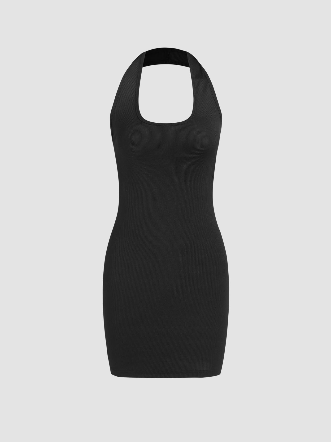 Halter Neck Solid  Mini Dress