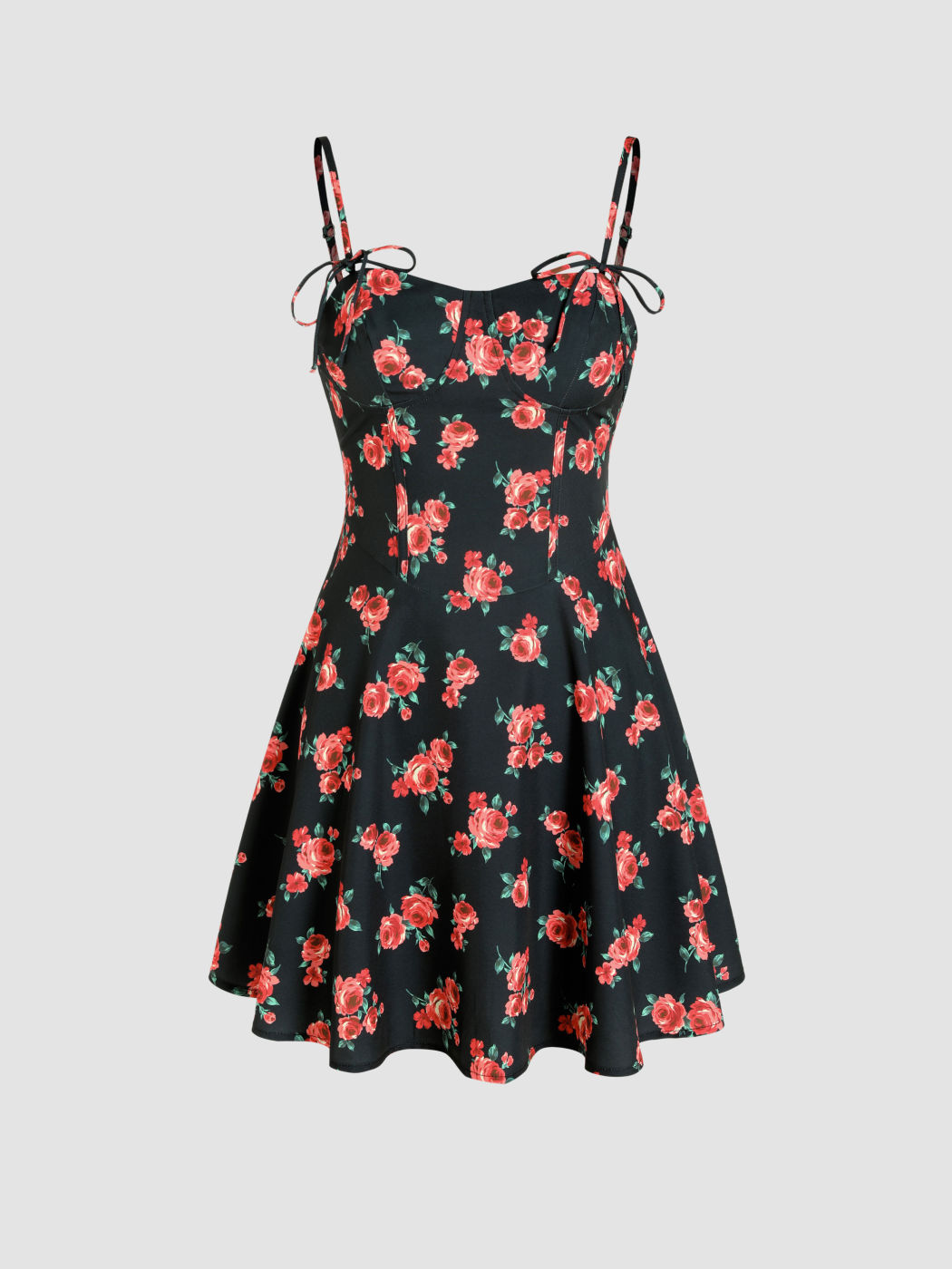 Geknotetes Korsett-Minikleid mit Blumenmuster
