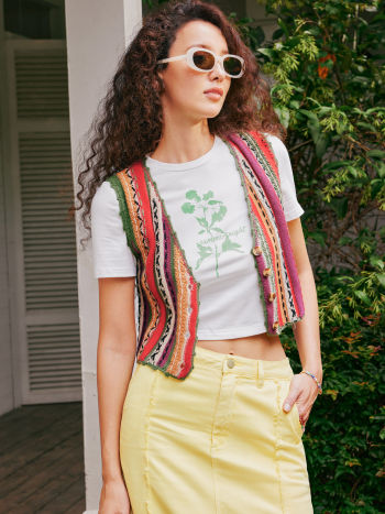 Sweater Vest Jersey V-neck Striped Knitted Vest For Vacation