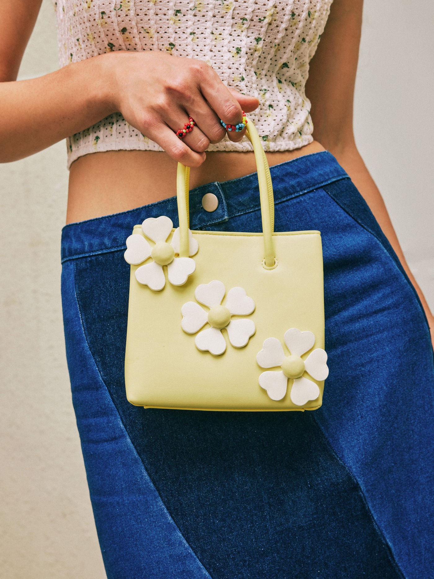 Rosette Double Handle Square Bag