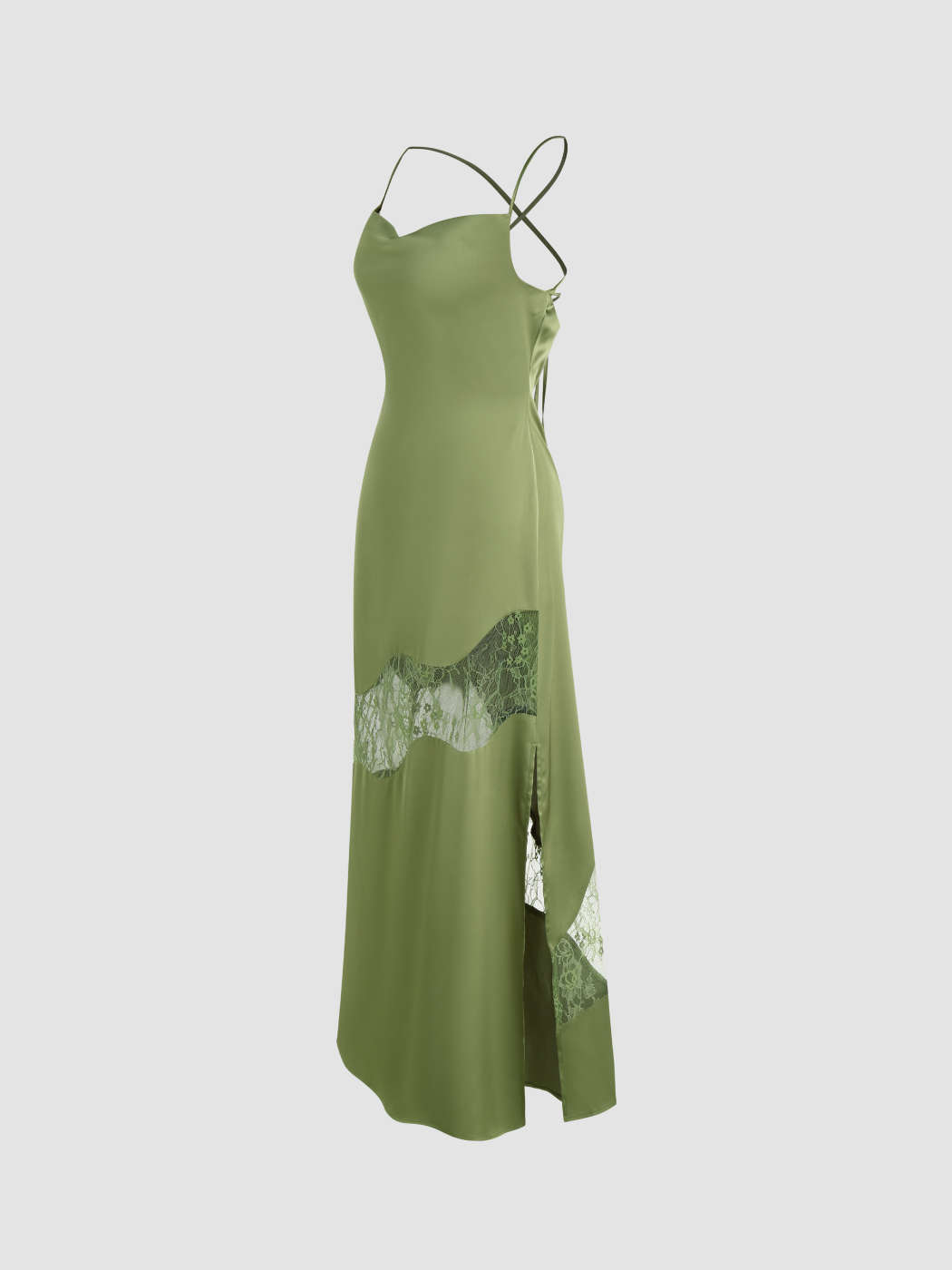 Split Criss Cross Lace Maxi Dress - Cider