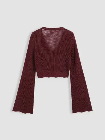 Cardigan annodato lavorato a maglia in tinta unita