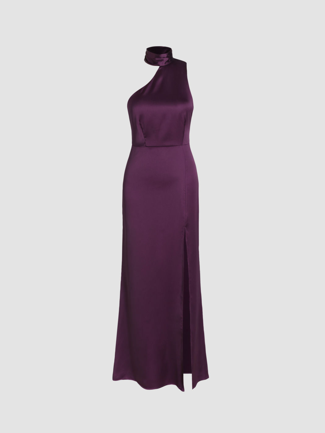 Neckholder-Maxikleid aus Satin mit Schlitz