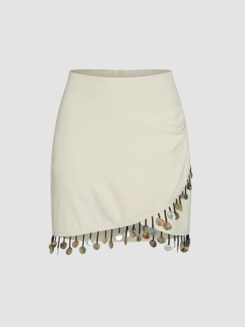 Tassel Trim Wrap Knot Side Mini Skort