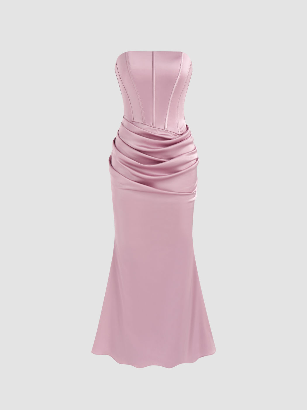 Satin-Schlauch-Maxikleid mit Rüschen