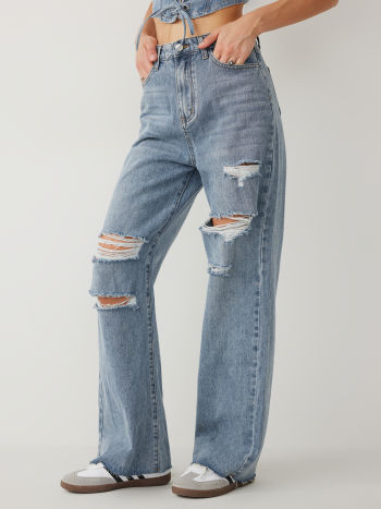 Cowboy High Waist Ripped Straight Leg Jeans For School Daily Casual Picnic