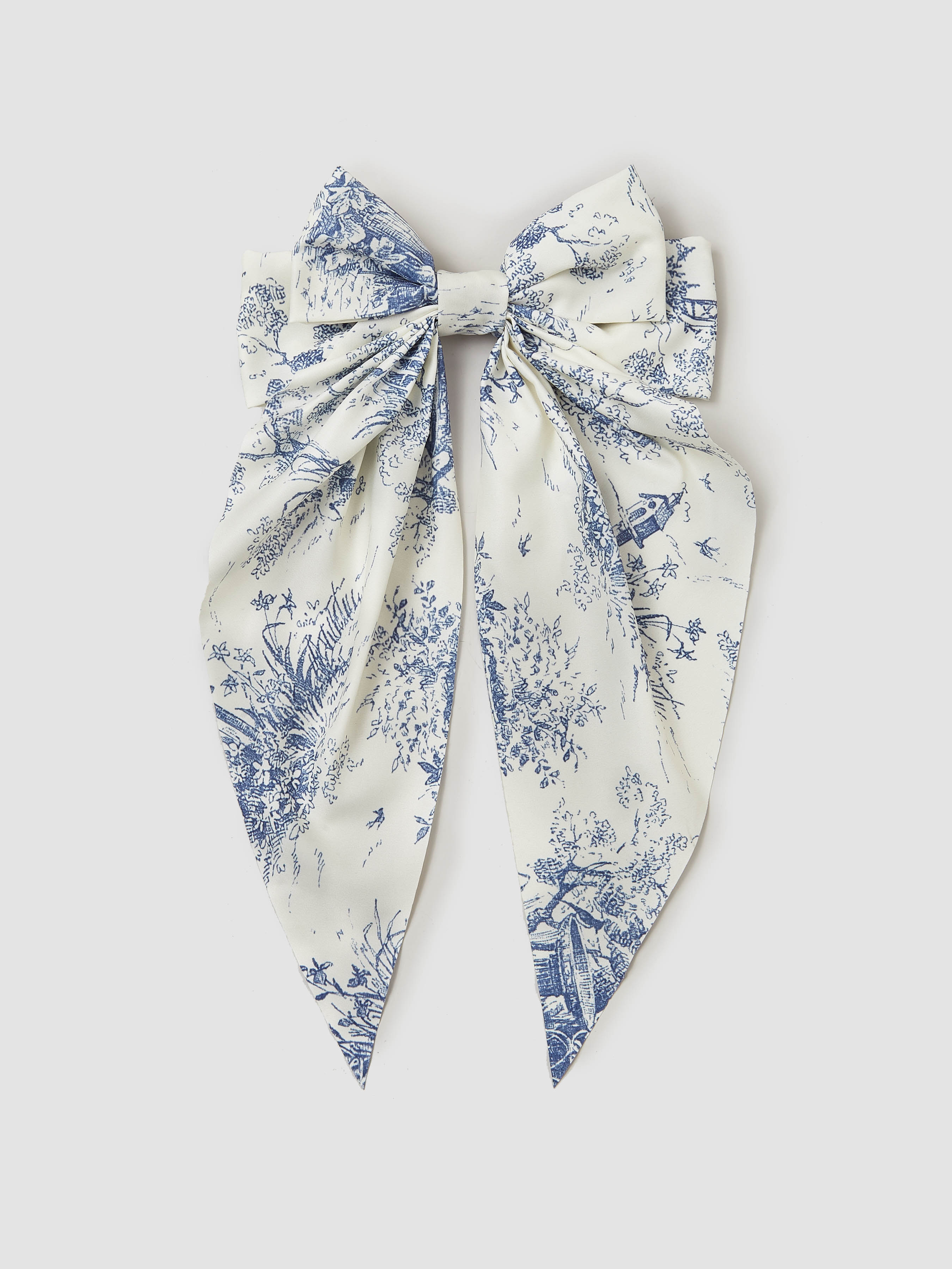 Toile de Jouy All-Over Print Bowknot Hair Clip