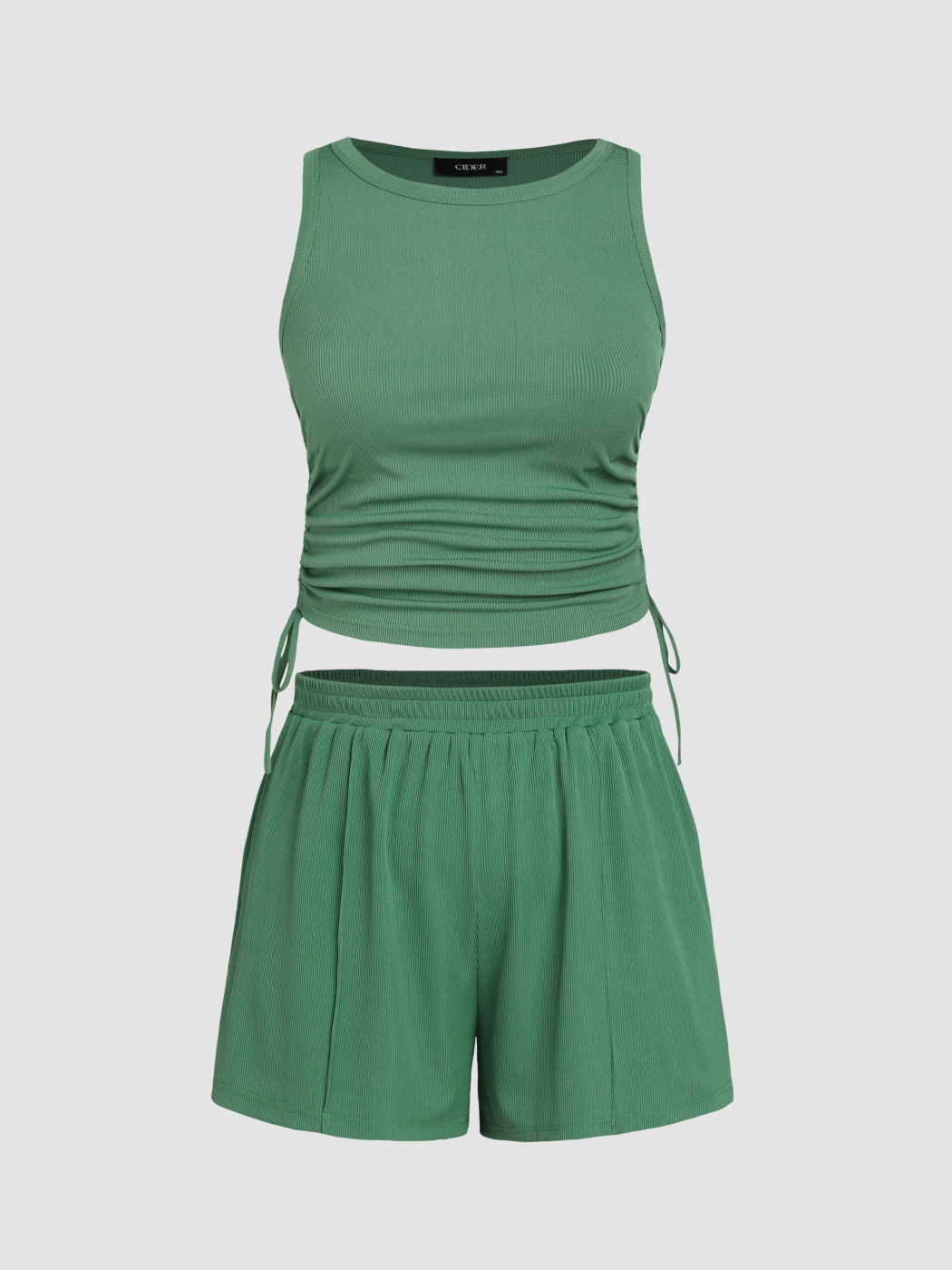 Set top corto e pantaloncini con coulisse arricciata e coulisse Curvy