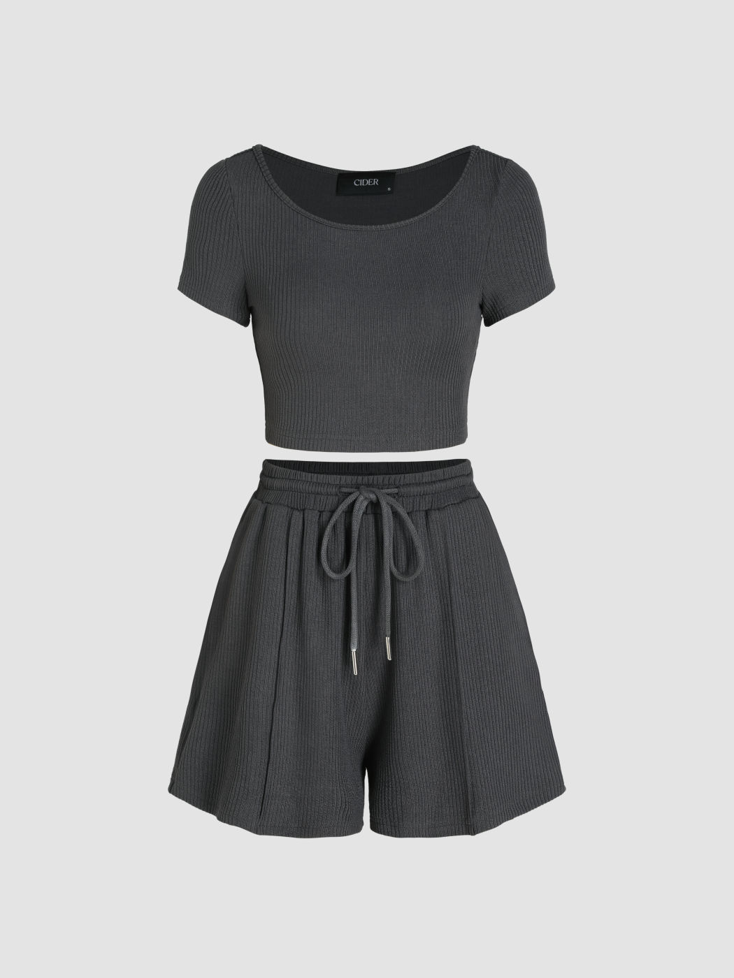 Scoop Neckline Crop Top & Stitch Shorts Set