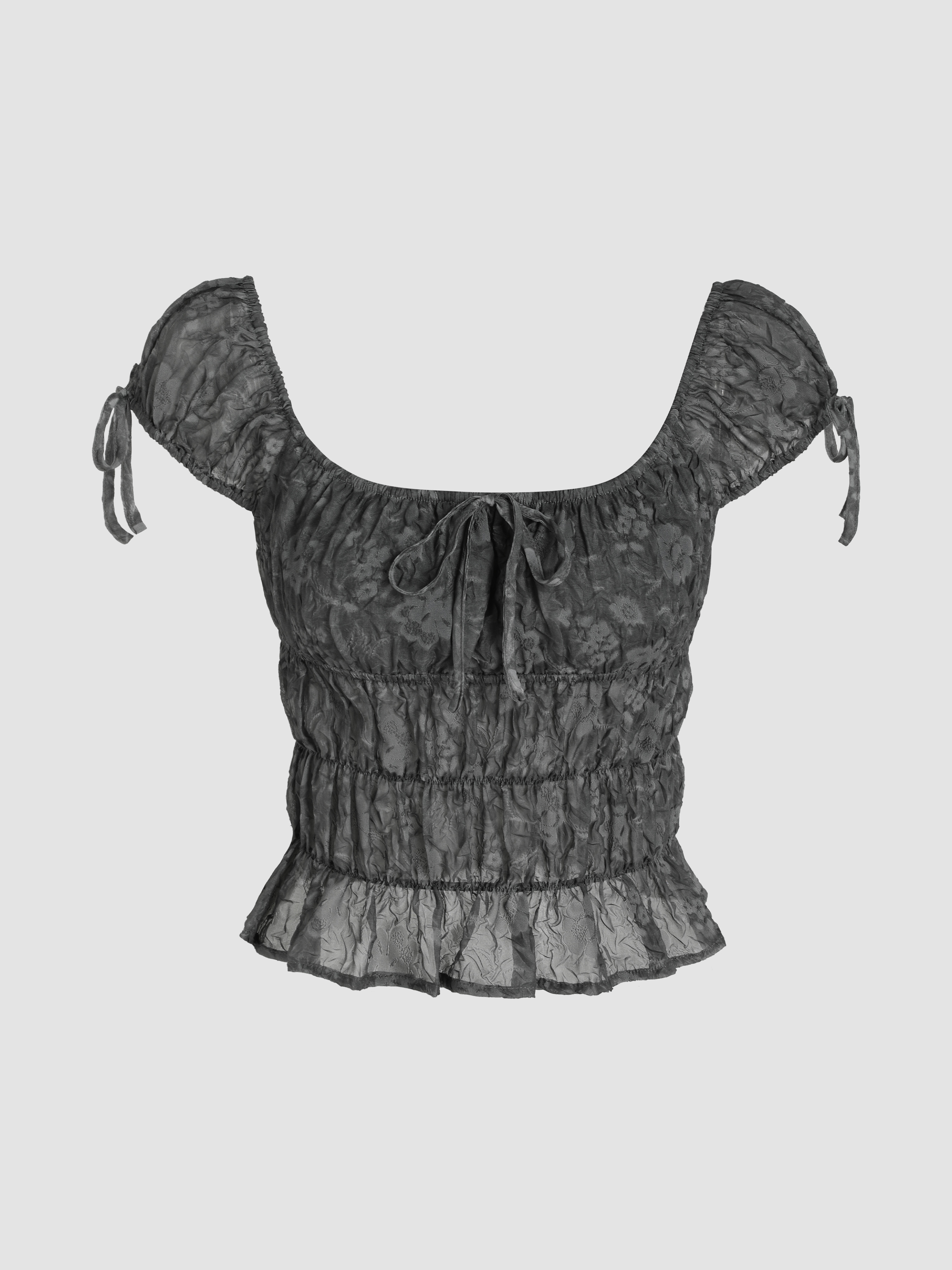 Knotted Floral Short Sleeve Blouse For Daily Casual Date