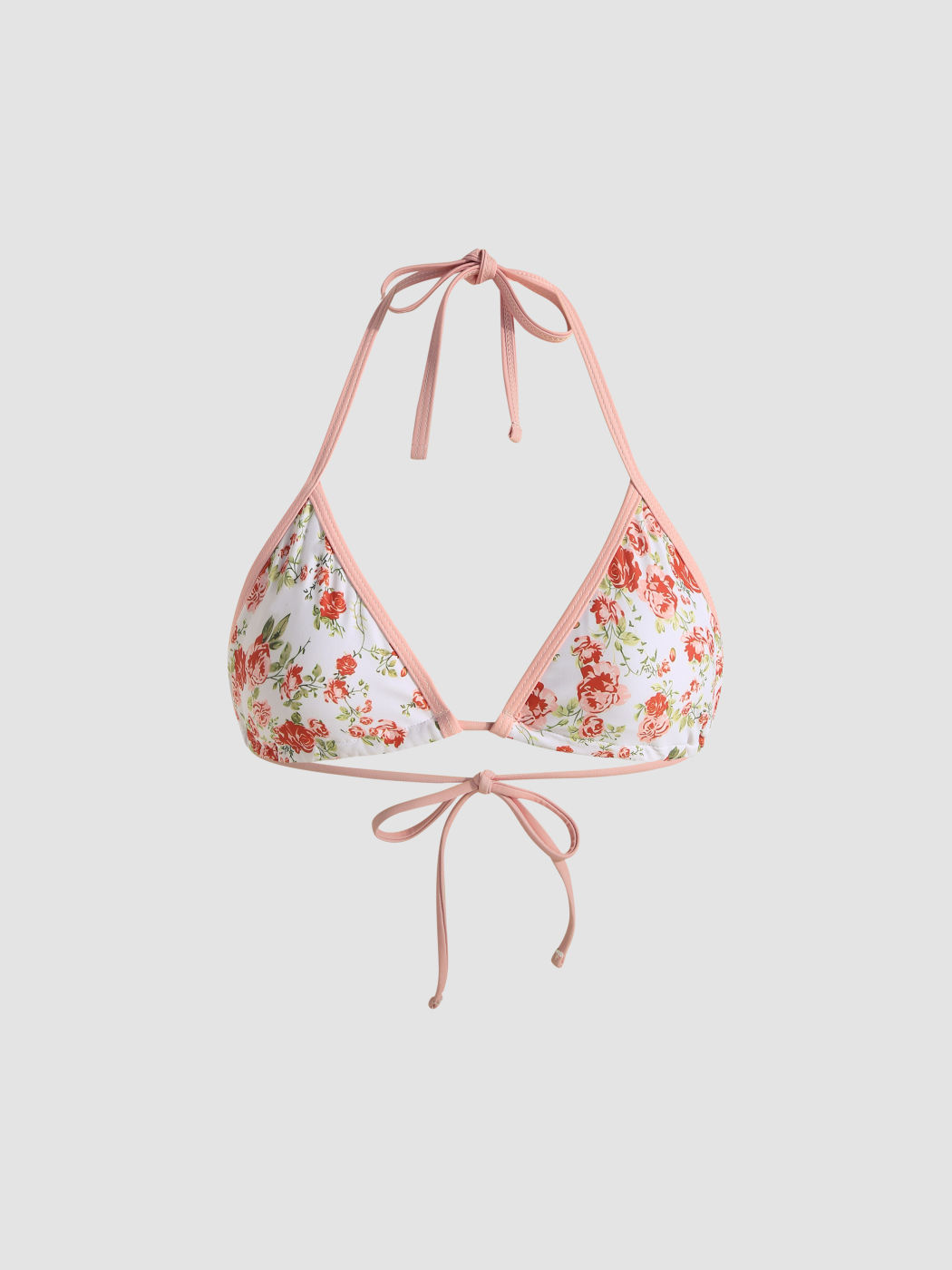 Neckholder-Triangel-Bikinioberteil mit Blumenmuster und Binderücken
