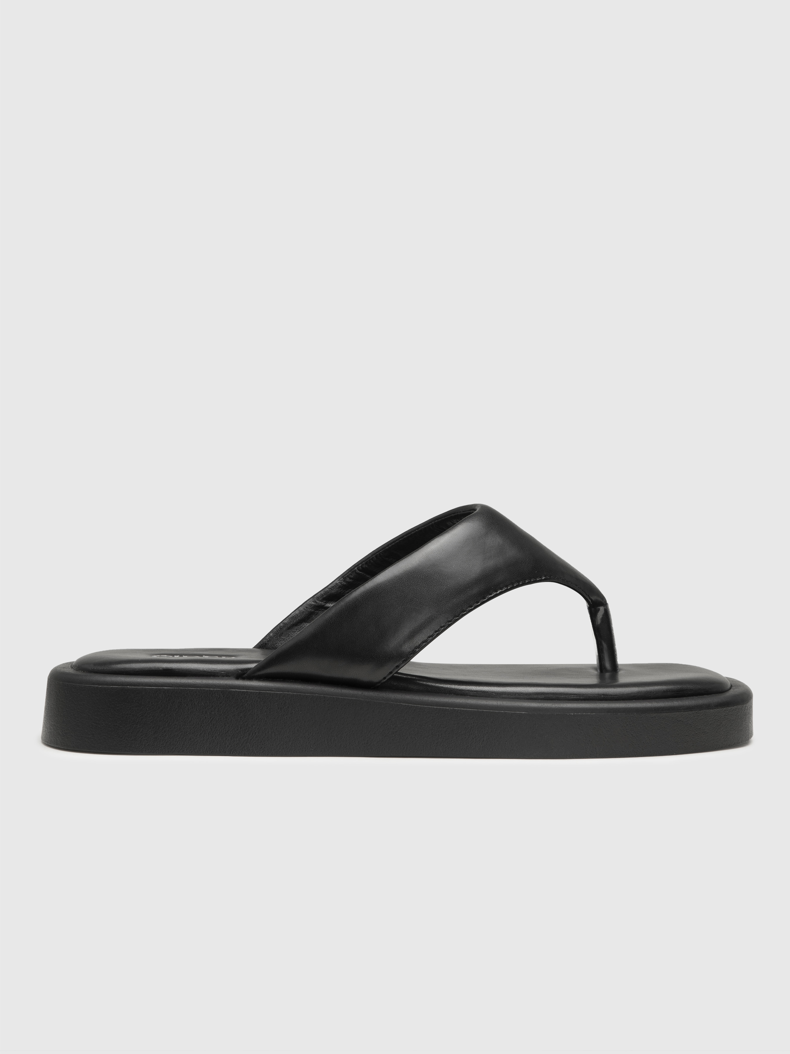 Classic Solid Faux Leather Flip Flops - Cider