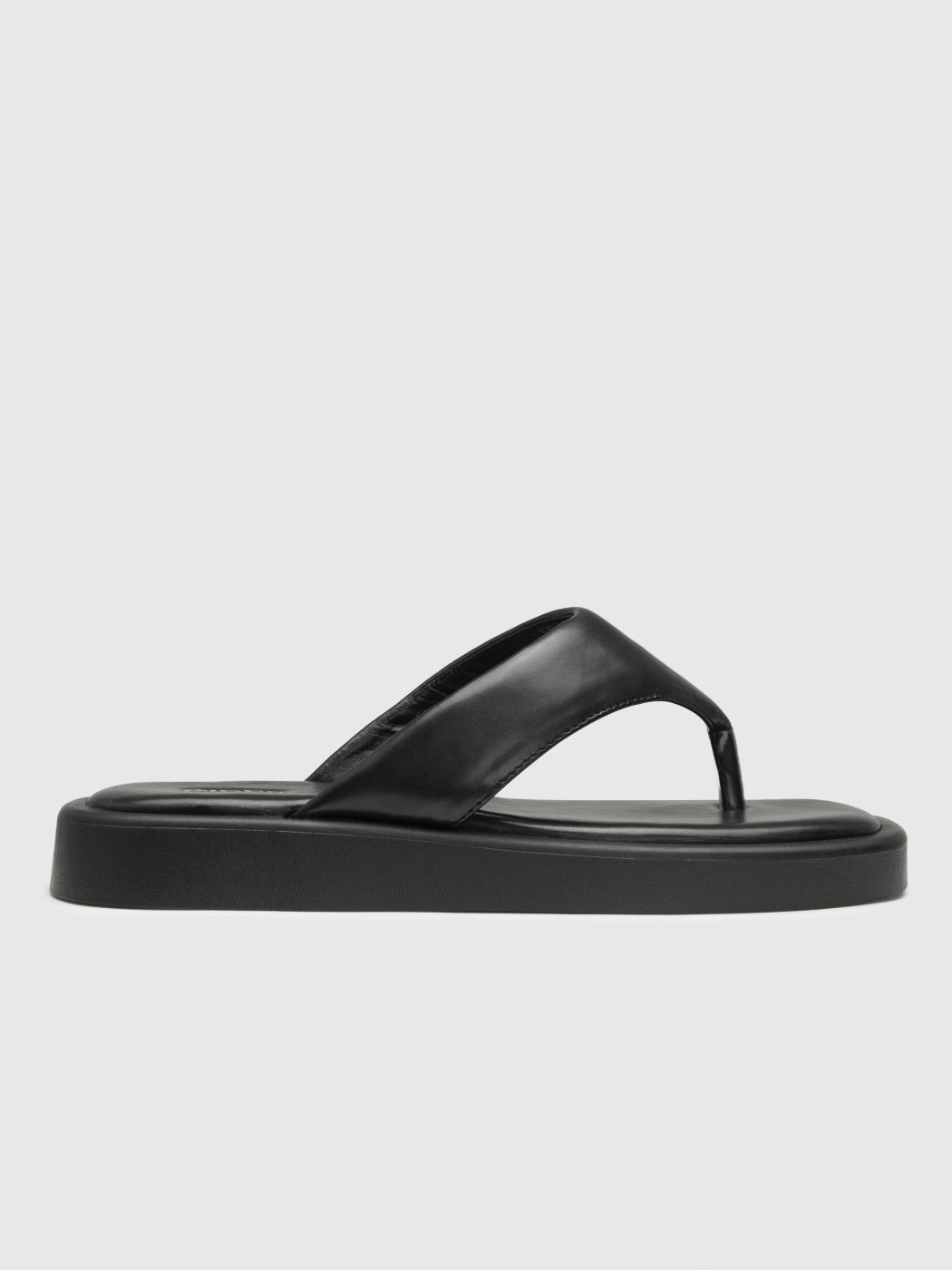 Classic Solid Faux Leather Flip Flops For Daily Casual Holiday