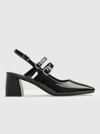 Point Toe Slingback Chunky Heels