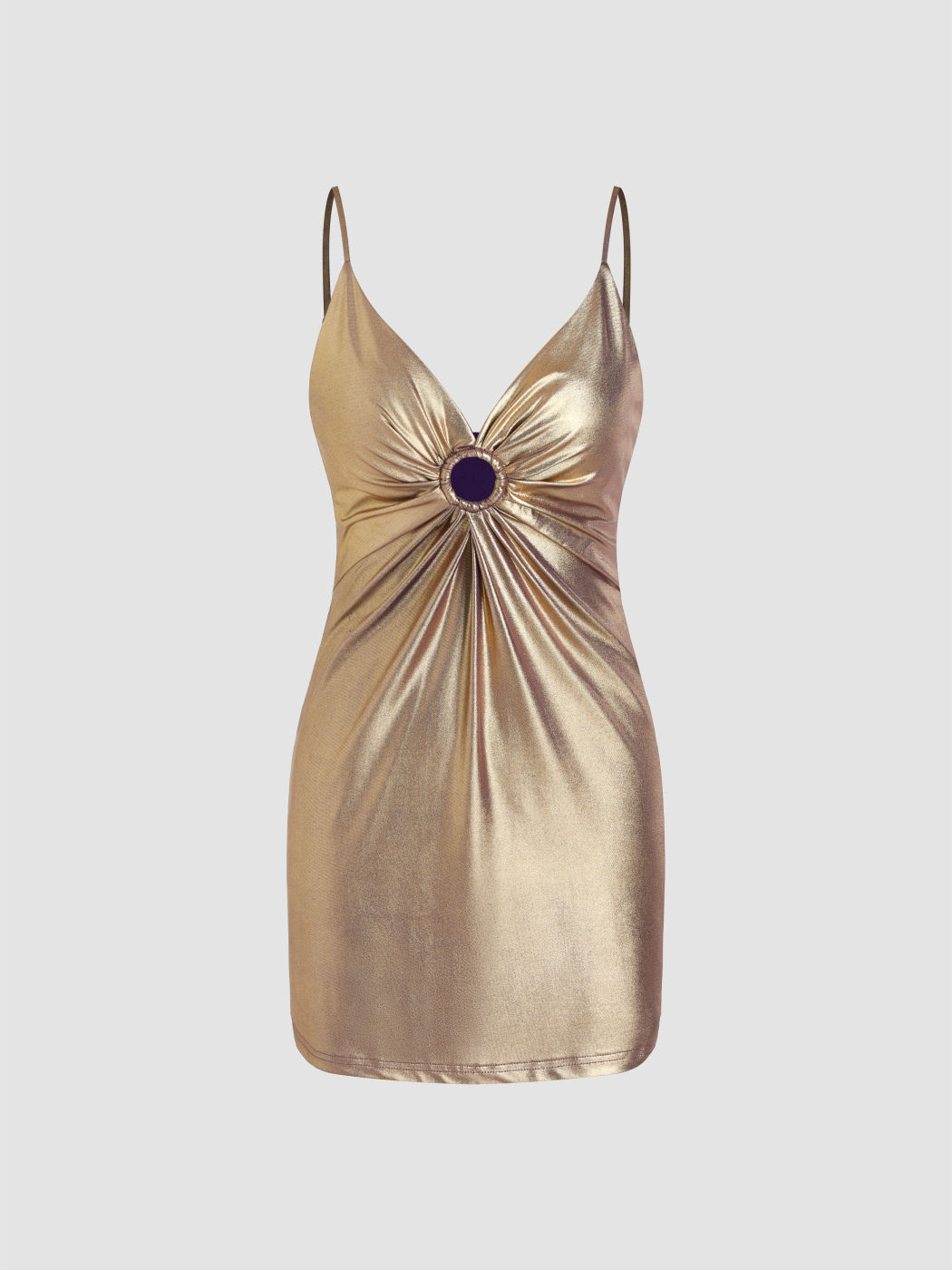 Gerafftes Minikleid mit V-Ausschnitt