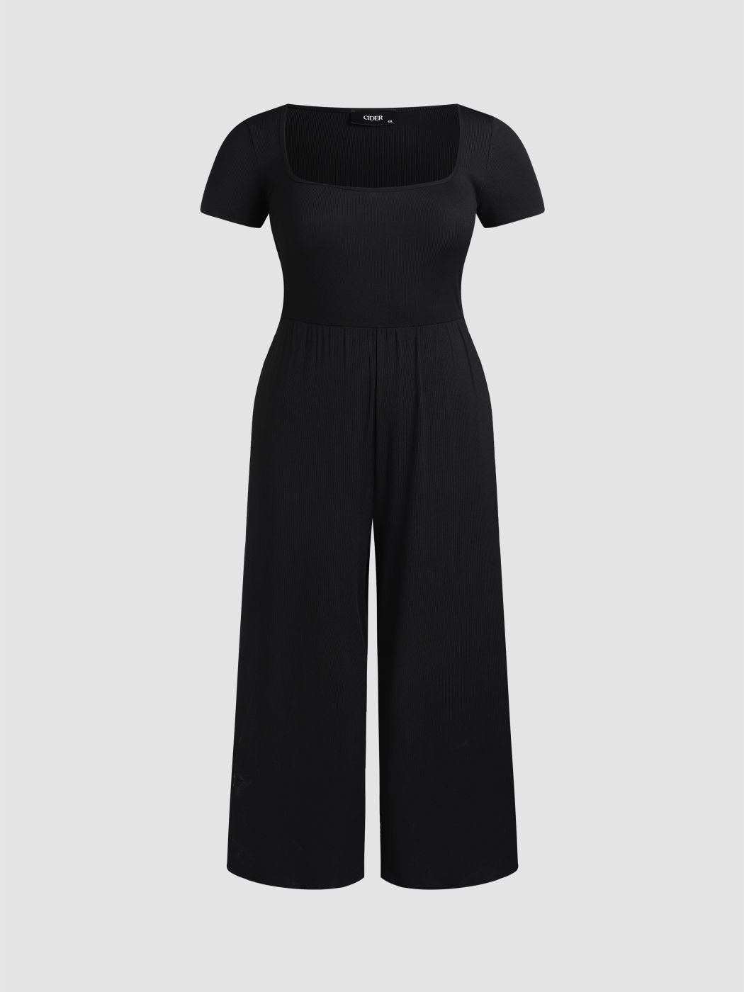 Scoop Neckline Short Sleeve Wide Leg Jumpsuit Curve & Plus