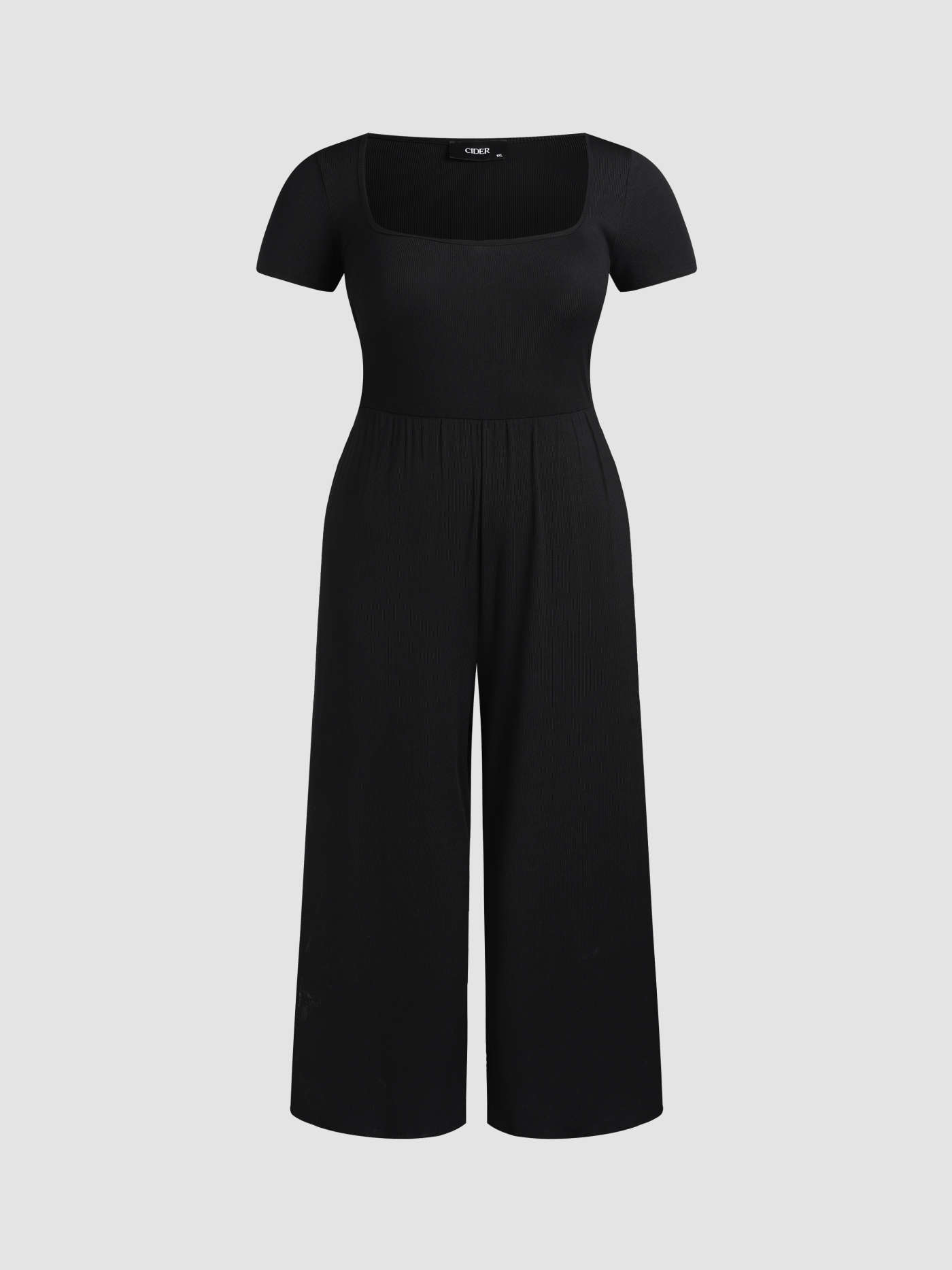Scoop Neckline Short Sleeve Wide Leg Jumpsuit Curve & Plus