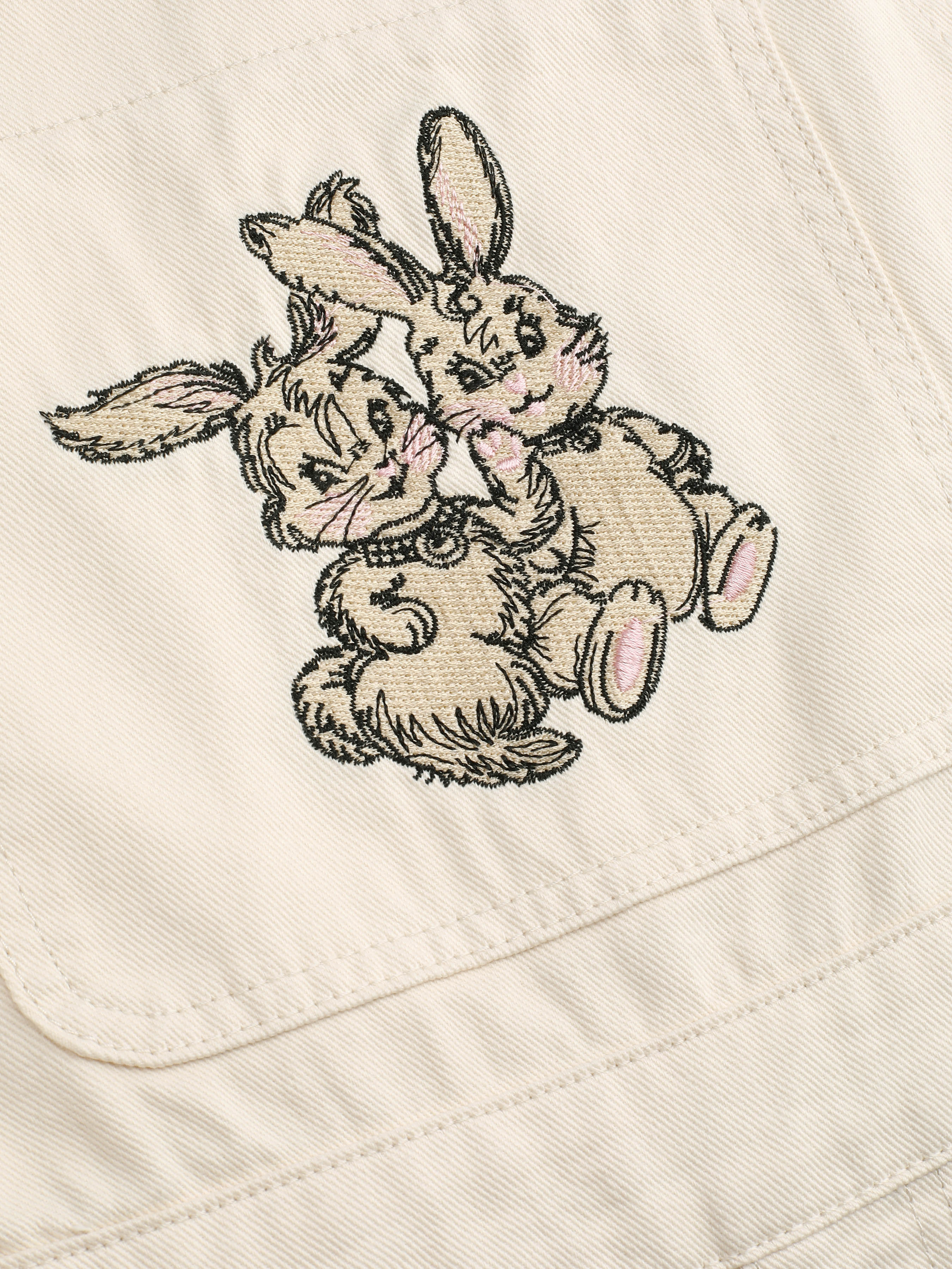 Denim Denim Bunny Buckle Pocket Romper For Daily Casual School