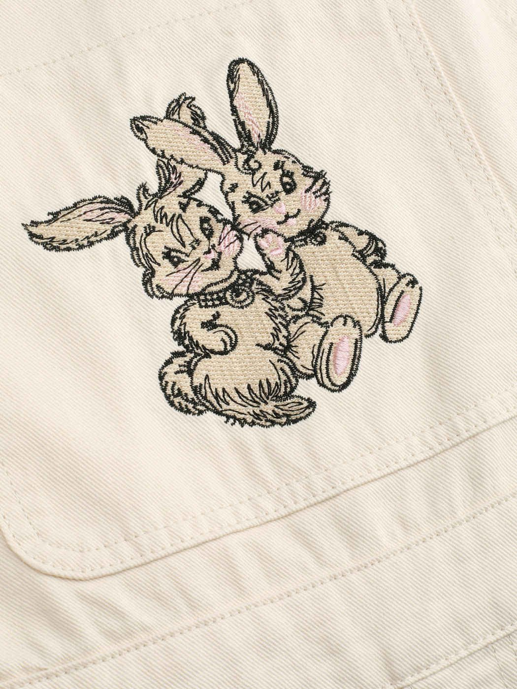 Denim Bunny Buckle Pocket Romper