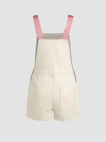 Denim-Romper mit Hase-Buckel und Taschen