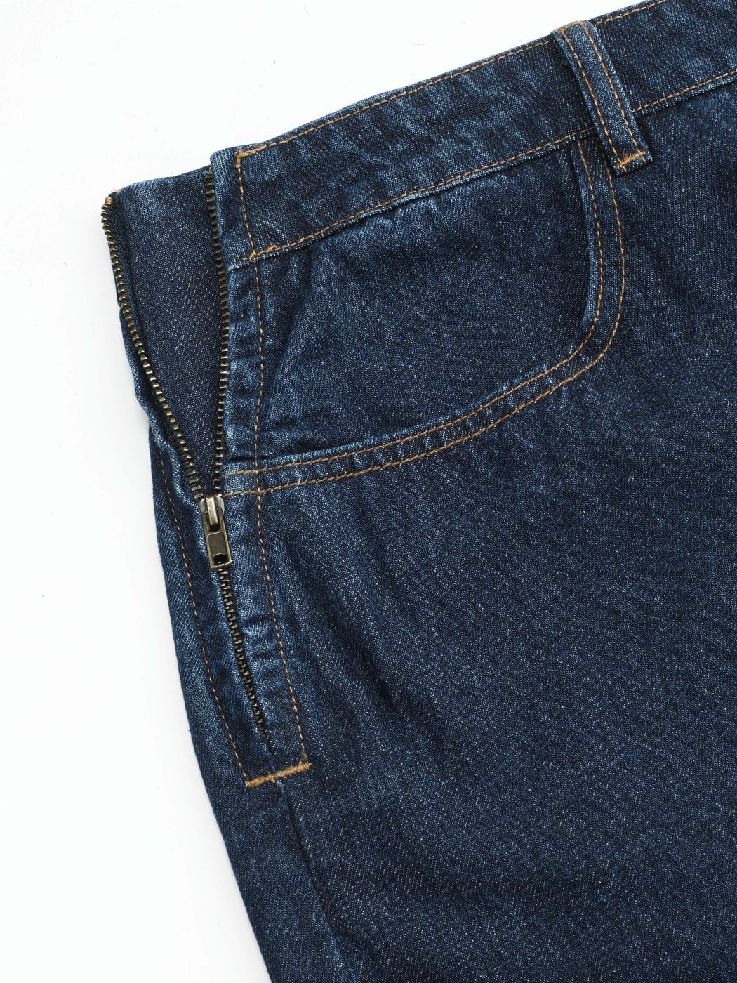 Denim-Maxirock mit mittlerer Taille und geteiltem Schnitt Kurve & Plus