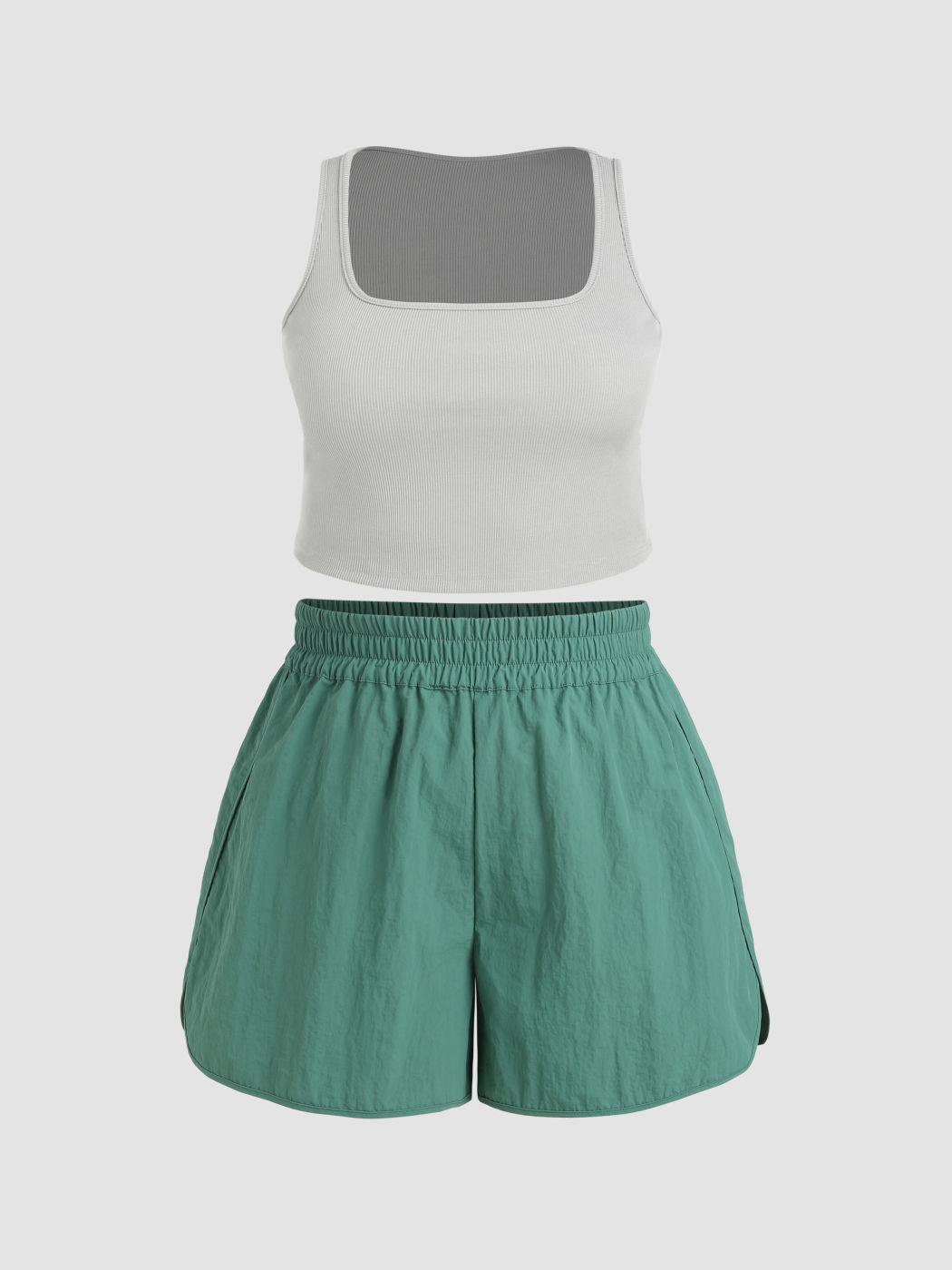 Crop Tank Top & Elastic Shorts Curve & Plus