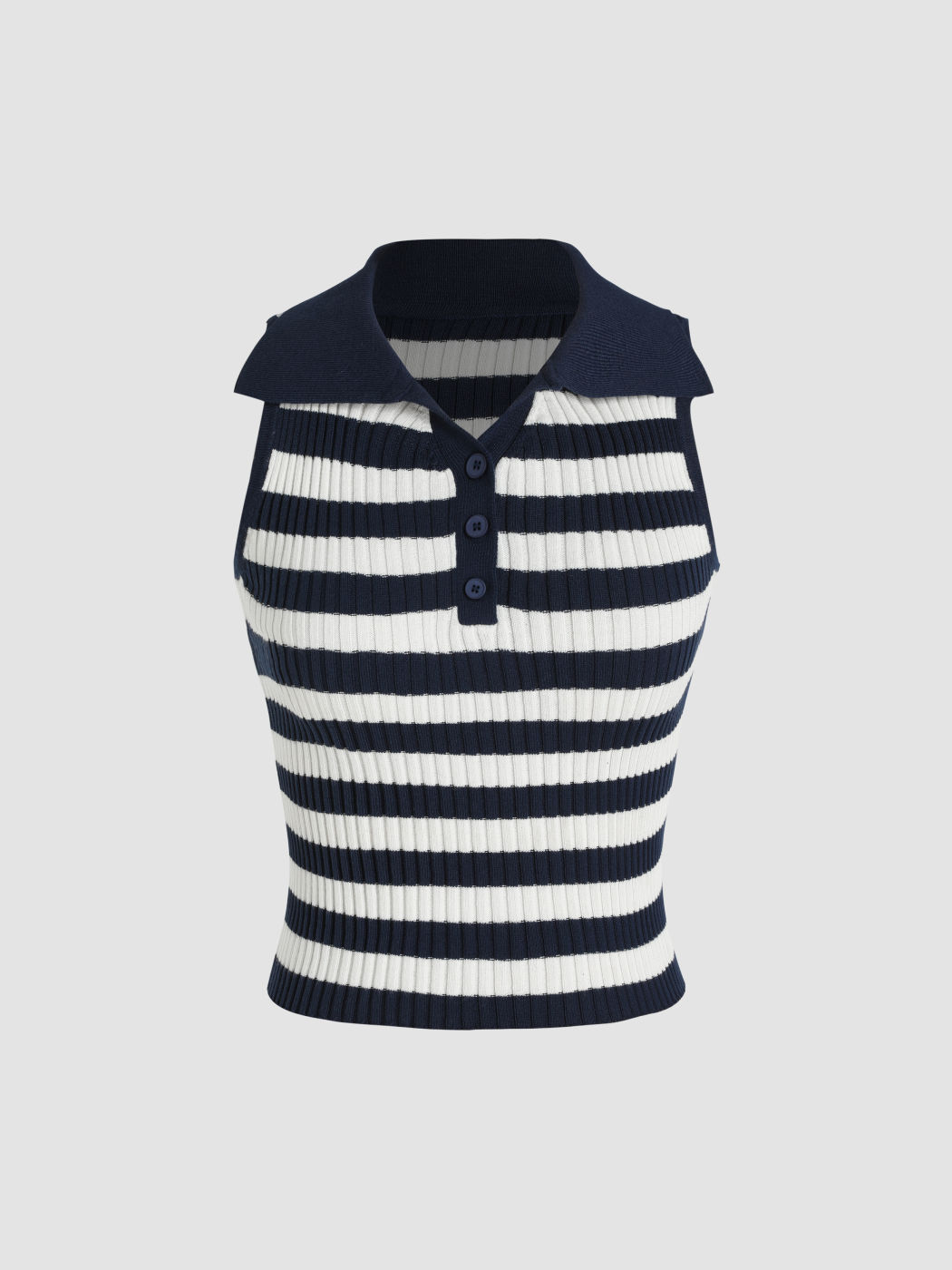 Polo Gestreiftes Strick-Crop-Top