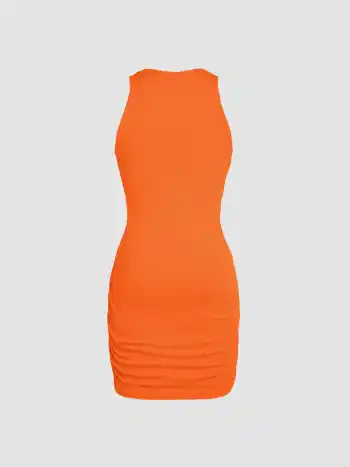 Ruched Knit Sleeveless Mini Dress