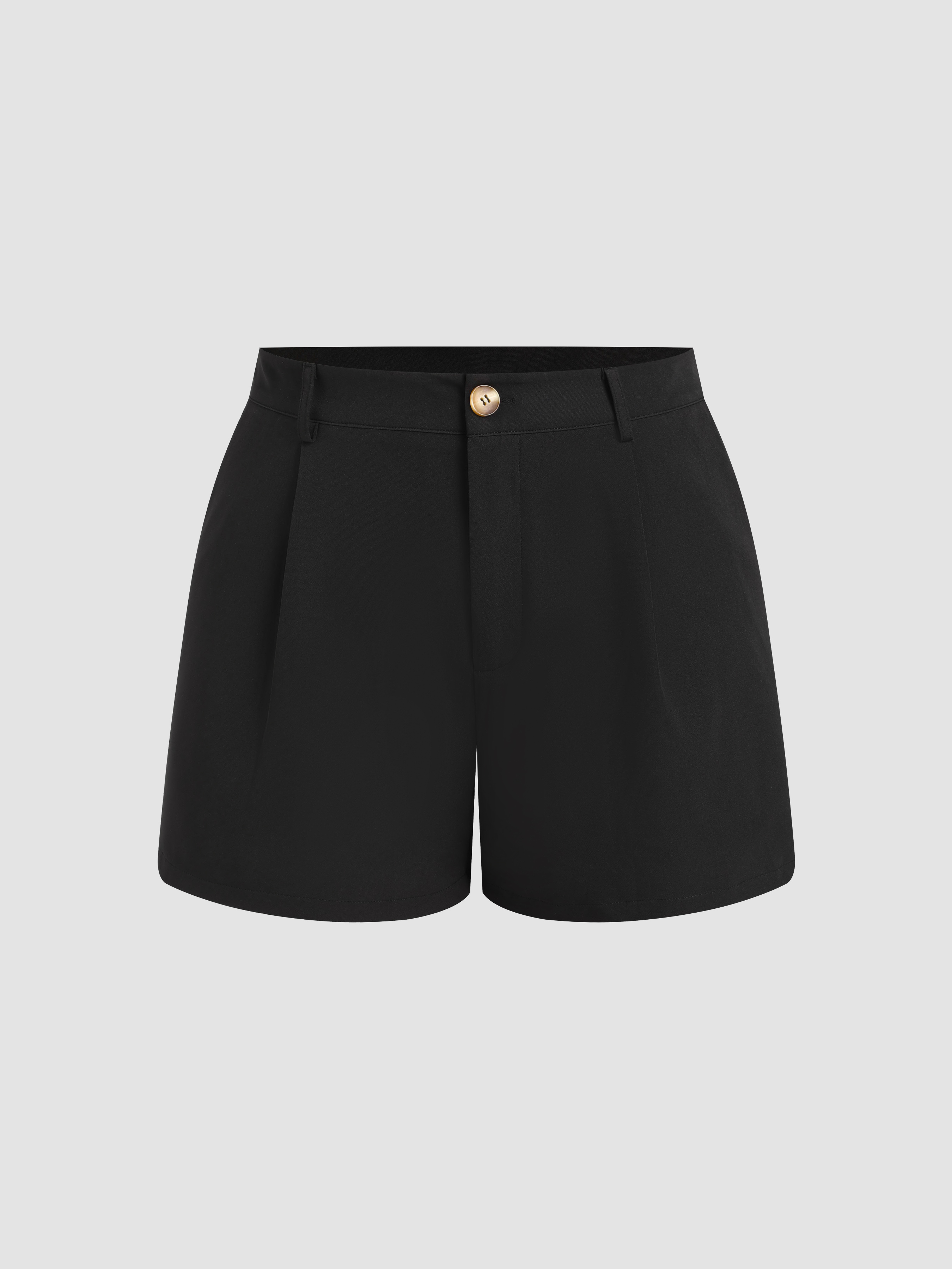 Pleated Button Straight Leg Shorts Curve & Plus - Cider