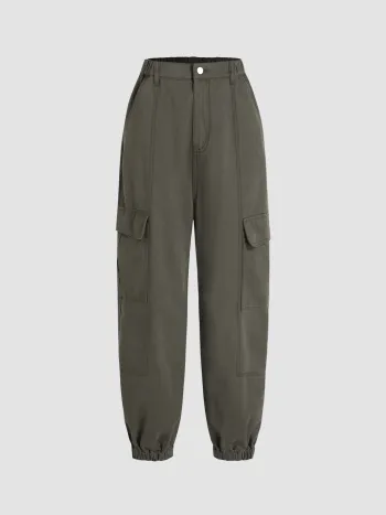  Stitch High Waist Cargo Jeans
