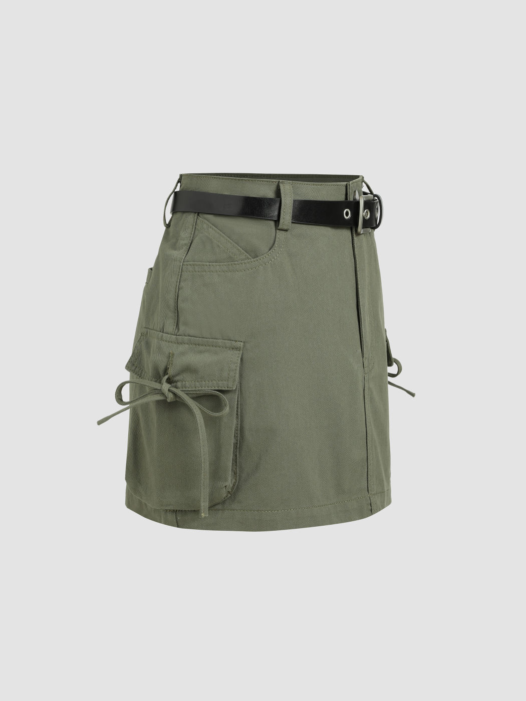 Denim-Cargo-Minirock mit Gürtel