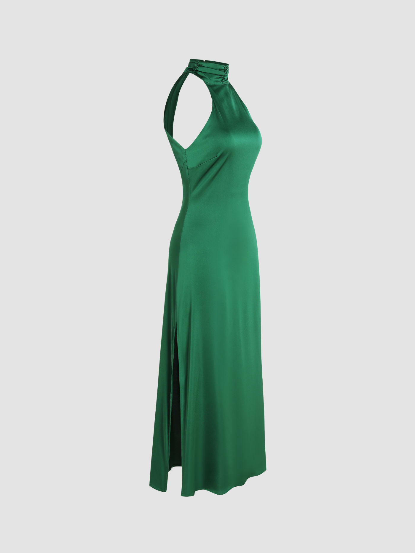 Backless Halter Neck Split Maxi Dress