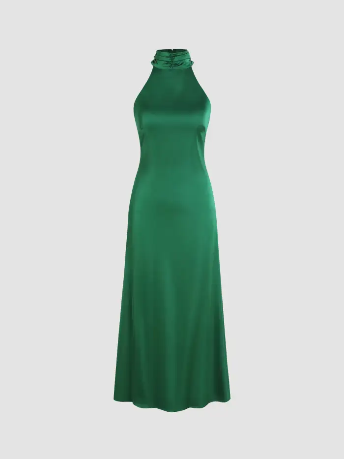 Formal Dresses Backless Halter Neck Split Maxi Dress For Date Exhibition