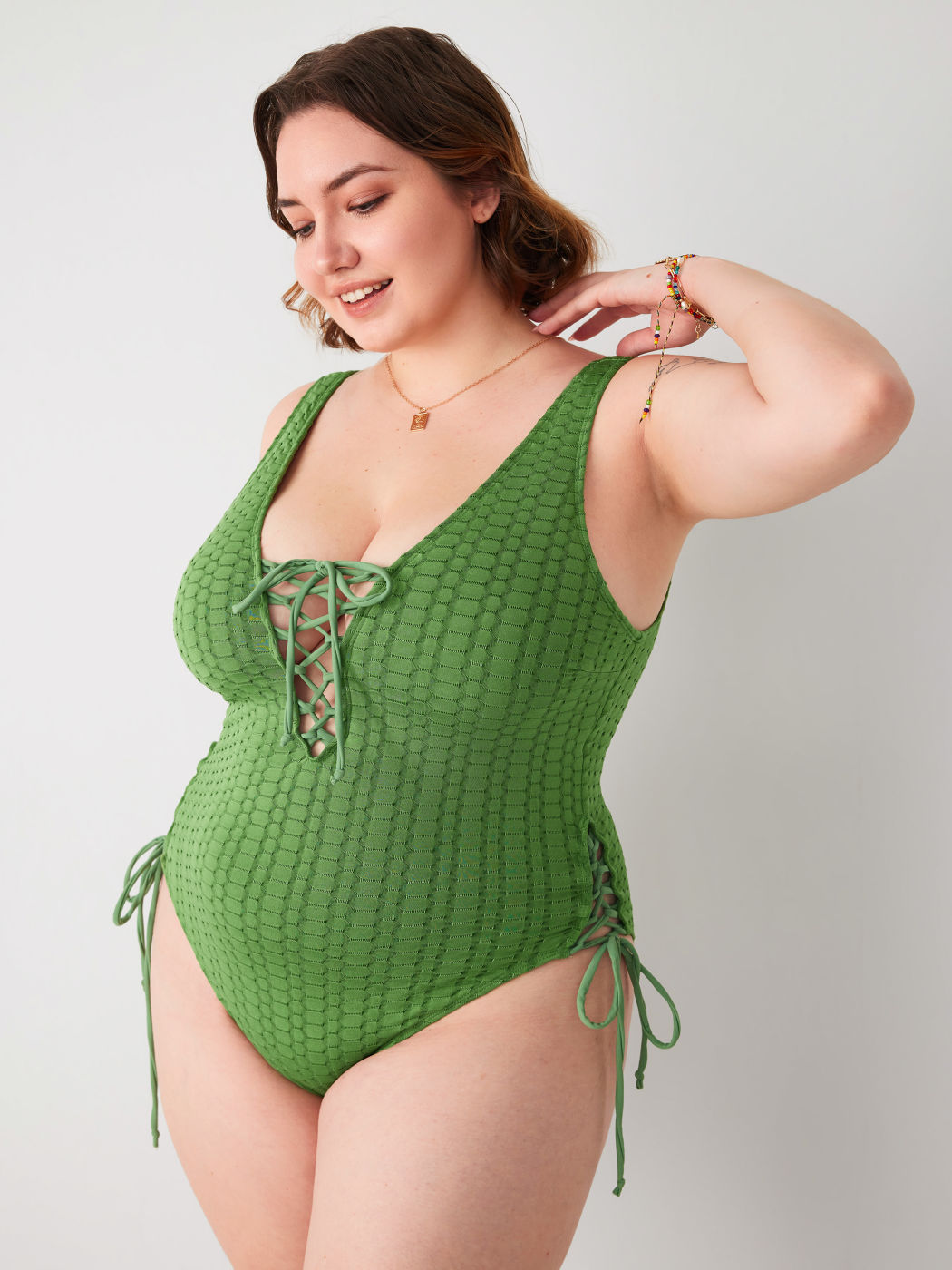 Tummy Control Vneck Drawstring Tummy Control Knitted One Piece