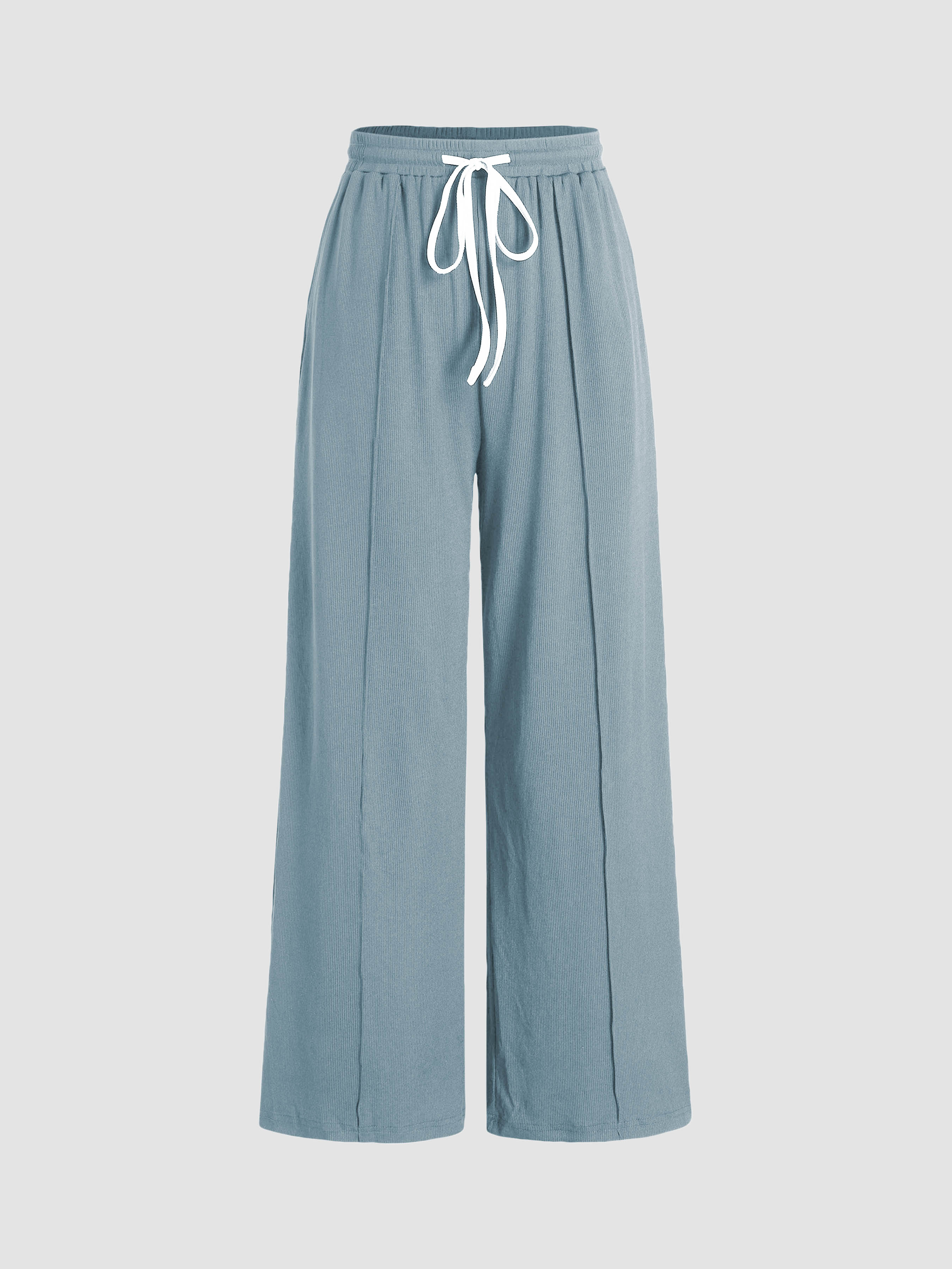 Jersey High Waist Knotted Ruched Flared Pants - Cider