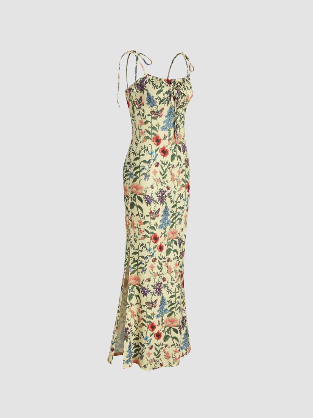 Floral Split Knotted Mermaid Maxi Dress