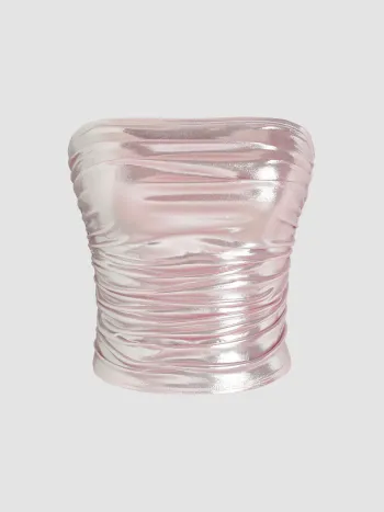 Metallic-Rüschen-Crop-Tube-Top