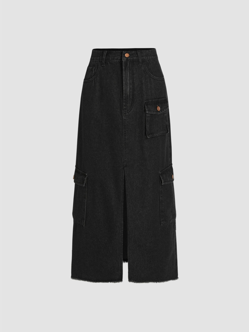 Denim-Maxirock mit geteilten Taschen