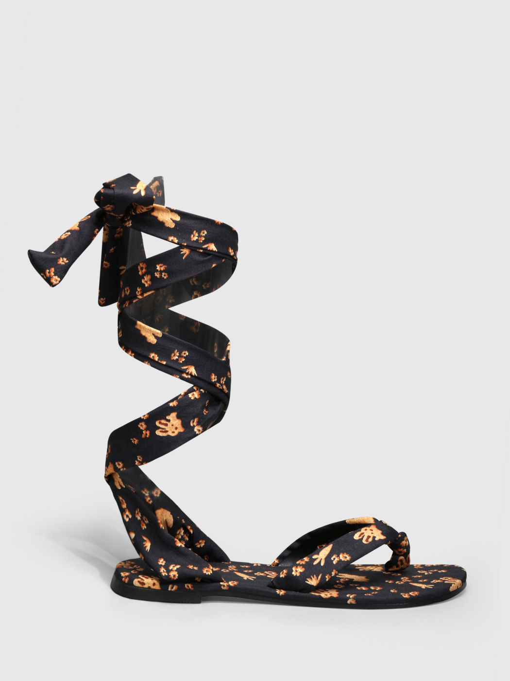 Floral Tie Leg Design Thong Sandals