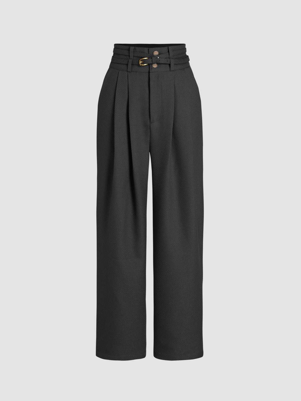 Woven Belted Tweed Tapered Trousers For School Daily Casual