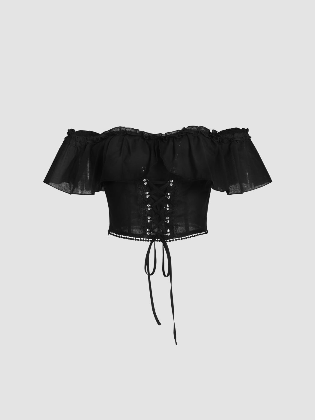  Blusa de corsé con cordones y hombros descubiertos